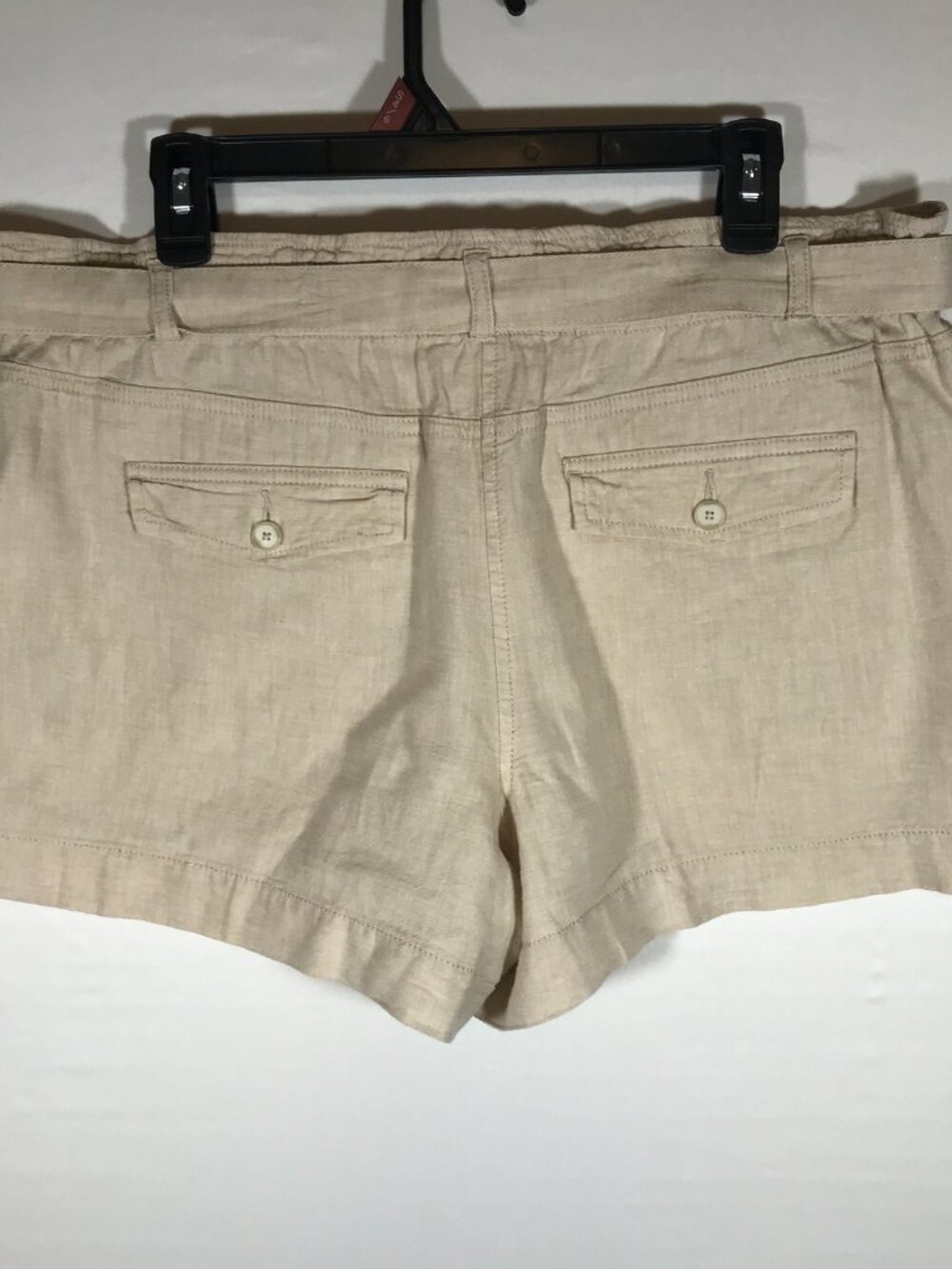 LOFT Women's Large Beige Linen Blend Belted Casual Paperbag Shorts - Picture 4 of 10